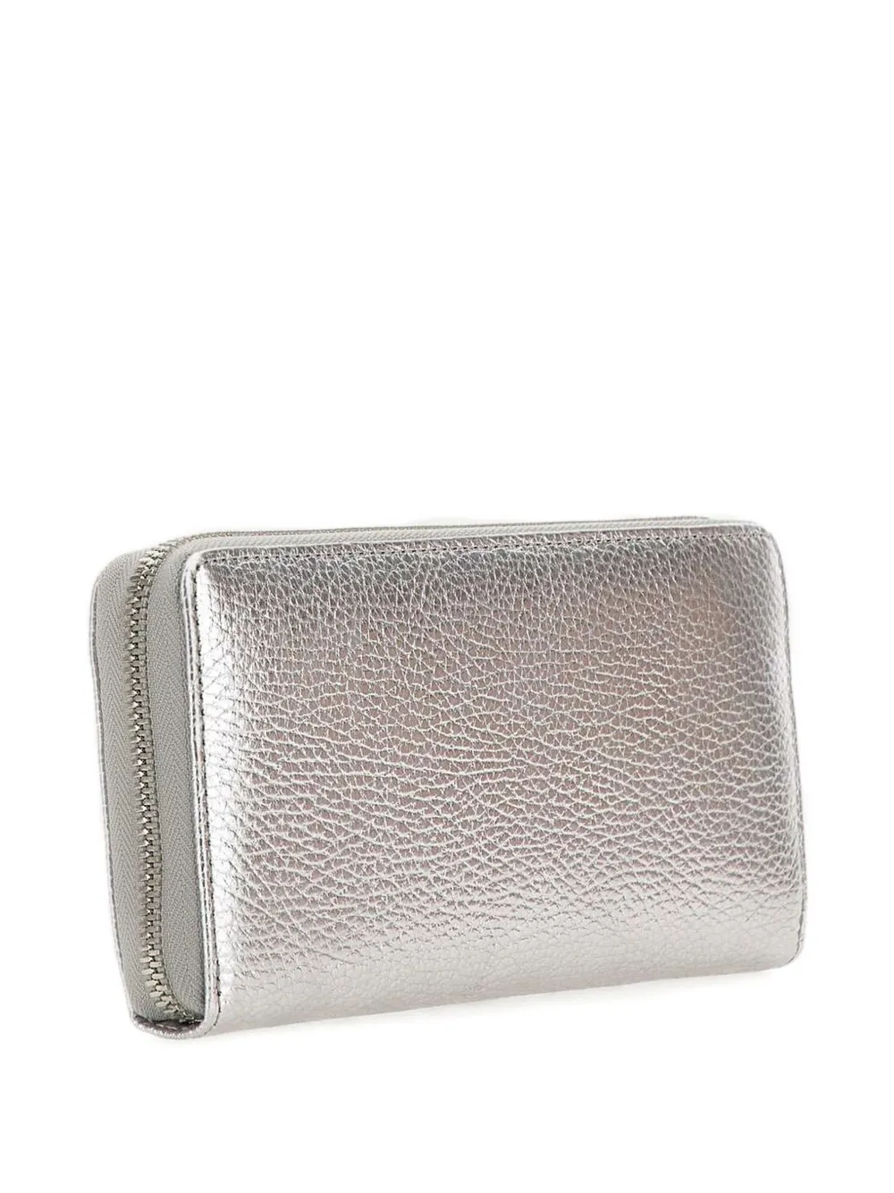  Gianni Chiarini Pebbled Laminated Zip Wallet - Silver 