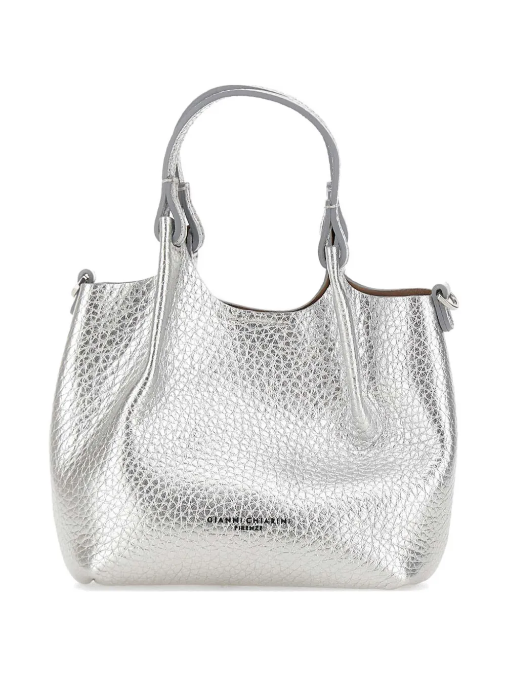 GIANNI CHIARINI Dua grained-leather tote bag - Argento