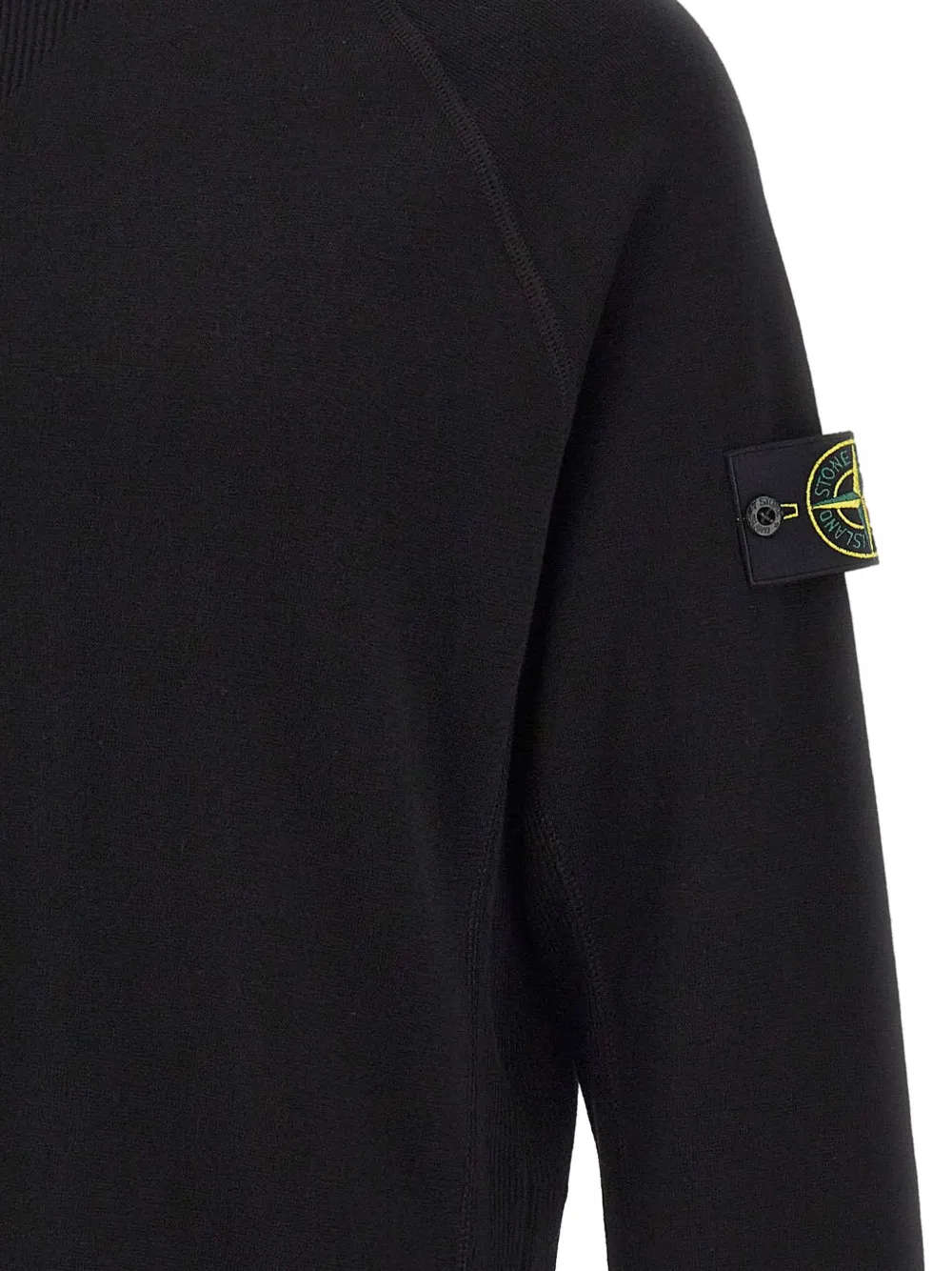 Stone Island 5100045 compacte geribbelde katoenen trui Zwart