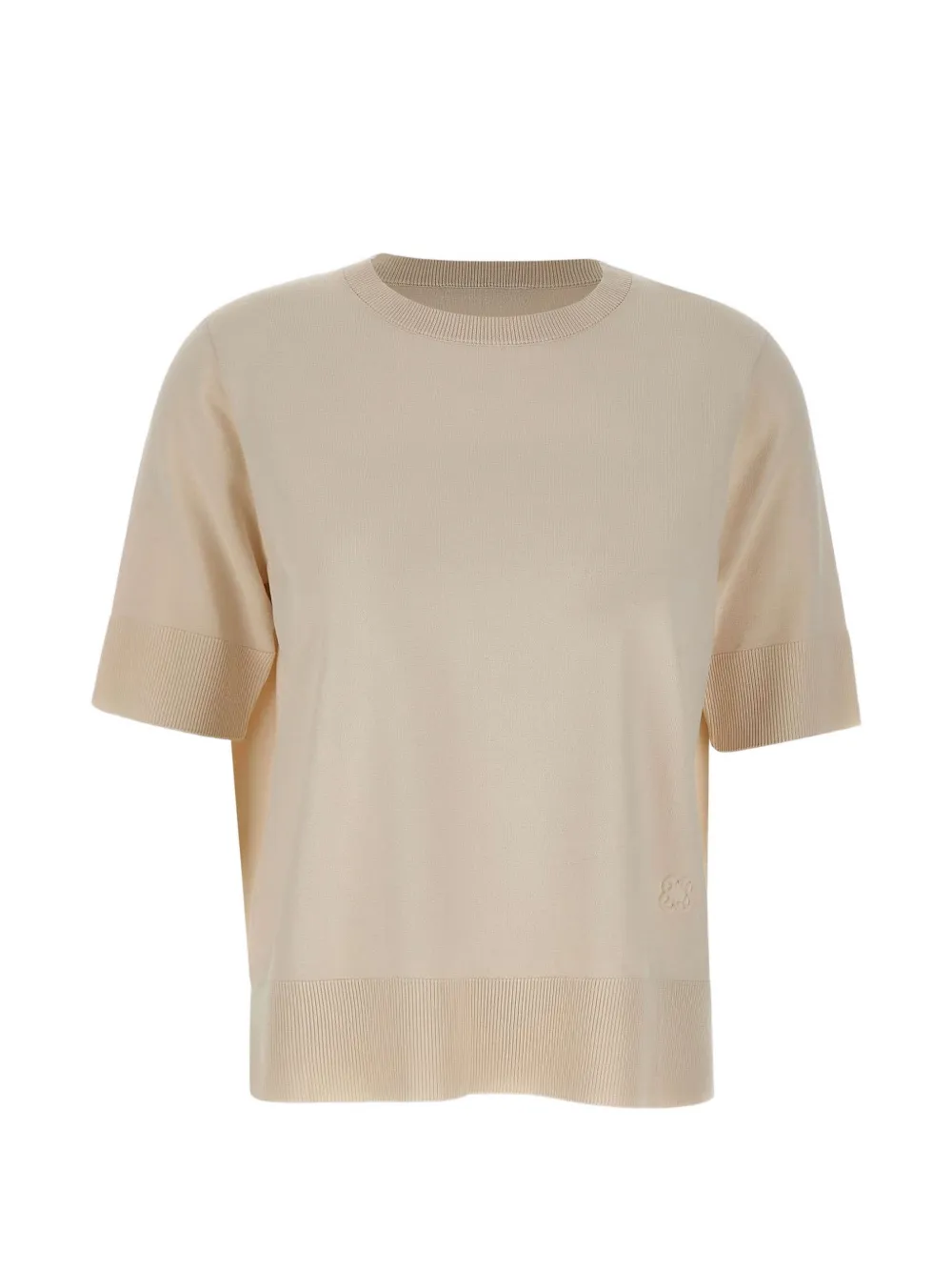 ELENA MIRO` ribbed logo knit top - Toni neutri