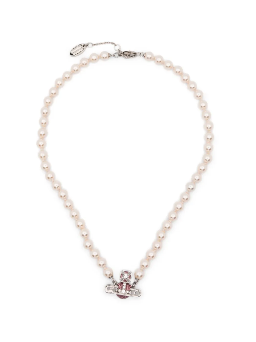 Vivienne Westwood Kitty Orb-detail faux-pearl necklace - Argento