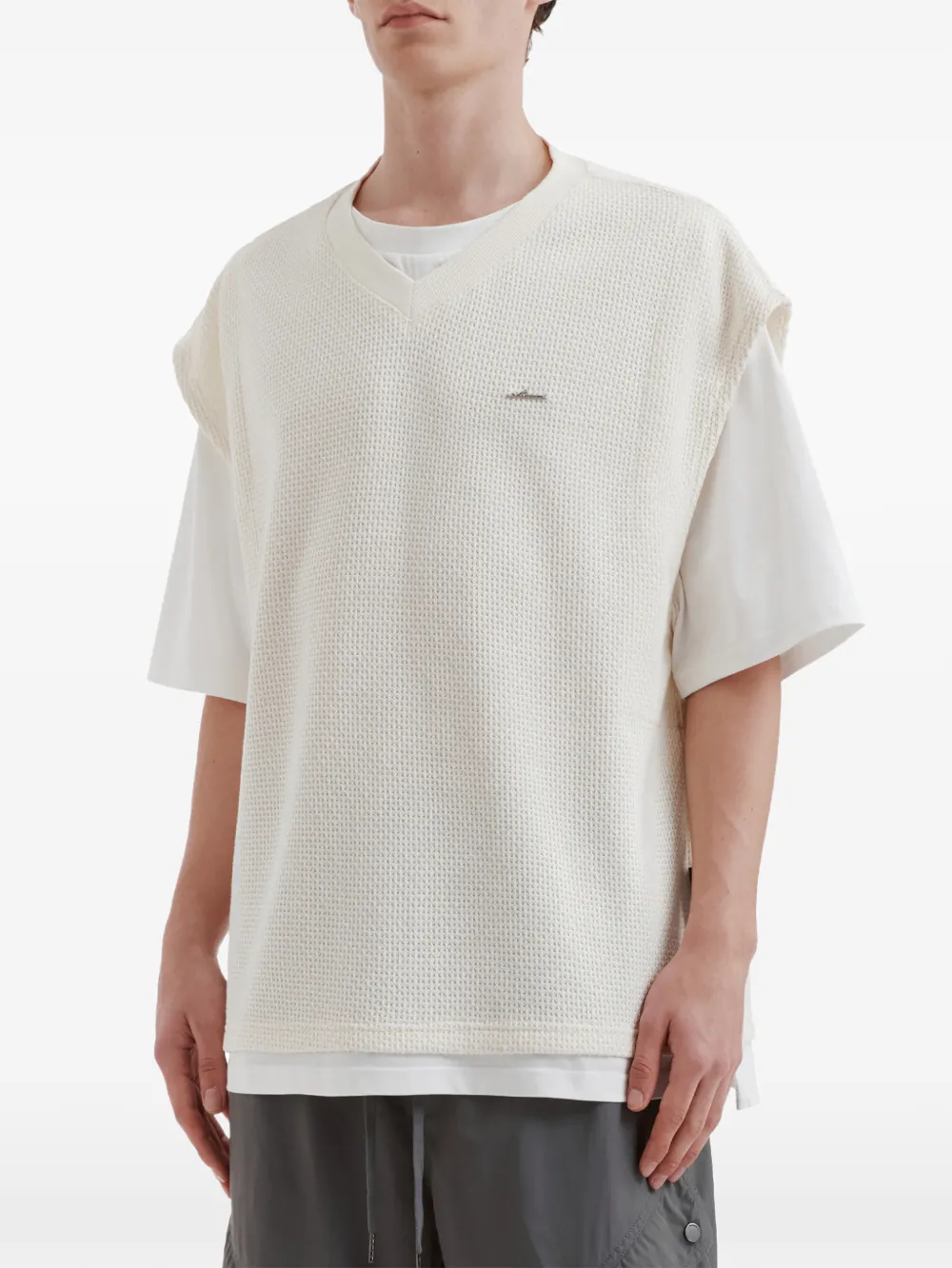  Musium Div. V-neck Waffle Vest - White 