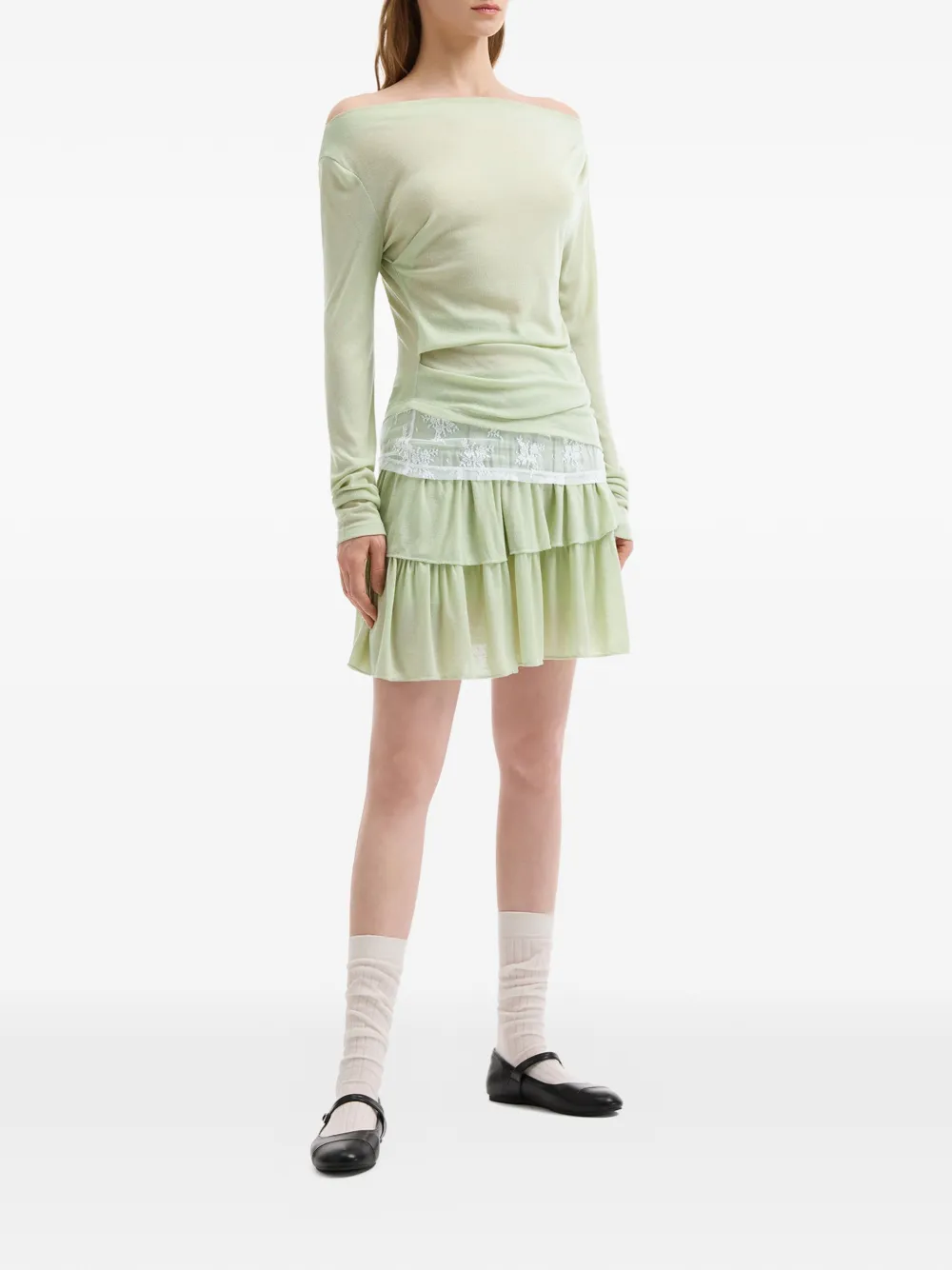  B+ab Ruffled Mini Skirt Set - Green 