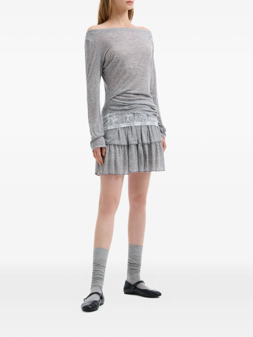 B+ab Ruffled Mini Skirt Set - Grey 