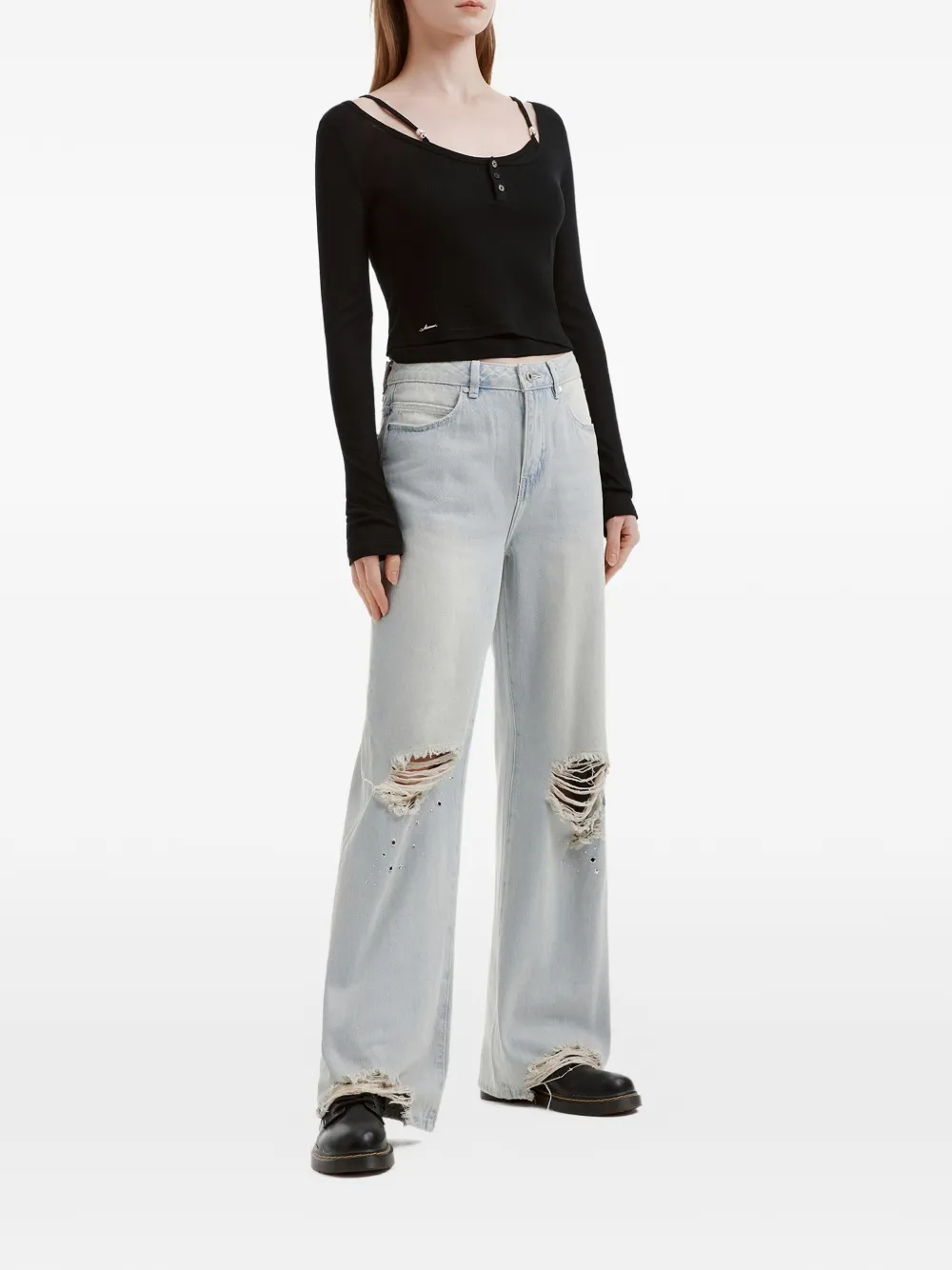  Musium Div. Buttoned Top - Black 