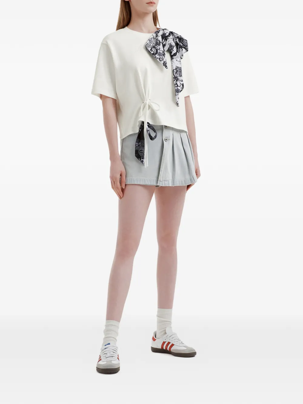  Musium Div. Tie-detail T-shirt - Neutrals 