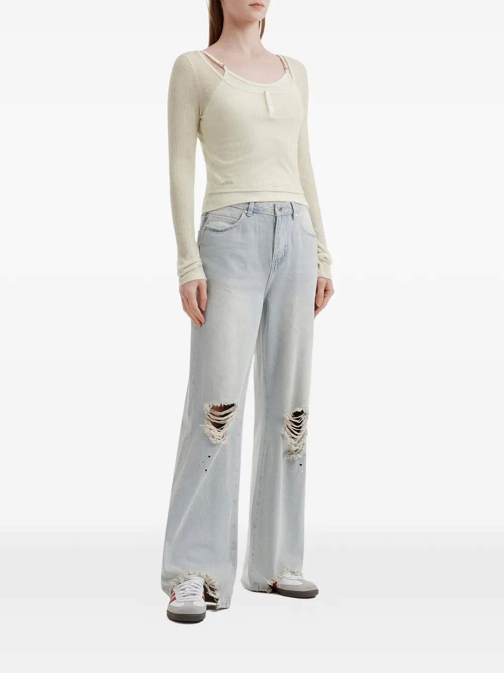 Musium Div. Button Ribbed Top - Neutrals 
