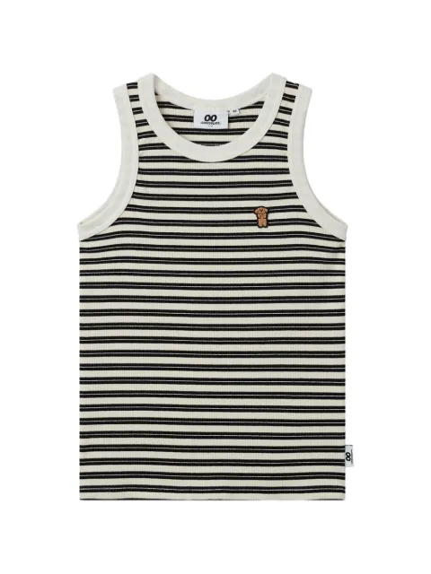 CHOCOOLATE striped-pattern embroidered-detail top