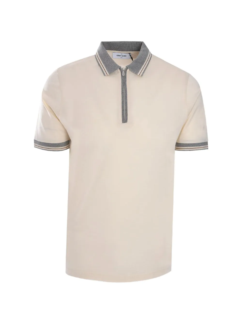 Gran Sasso stripe-trim polo shirt - Toni neutri