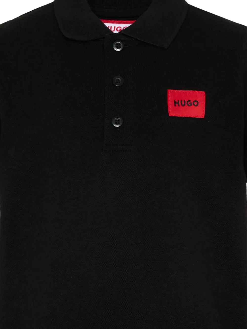 HUGO KIDS Poloshirt met logopatch en korte mouwen Zwart