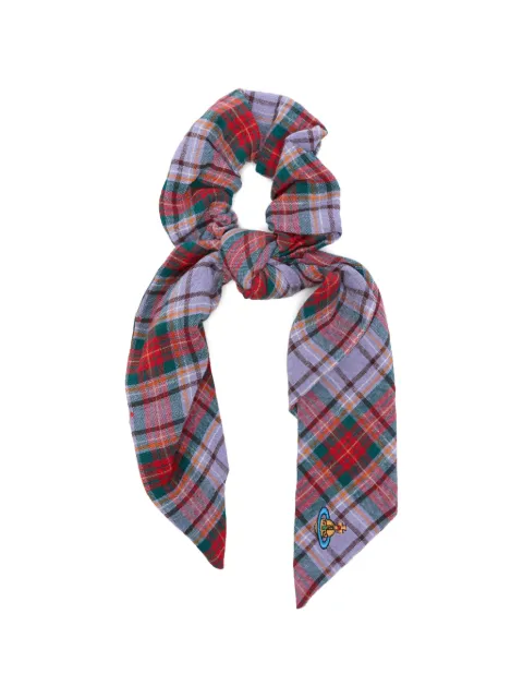 Vivienne Westwood tartan-pattern logo-embroidery scrunchie