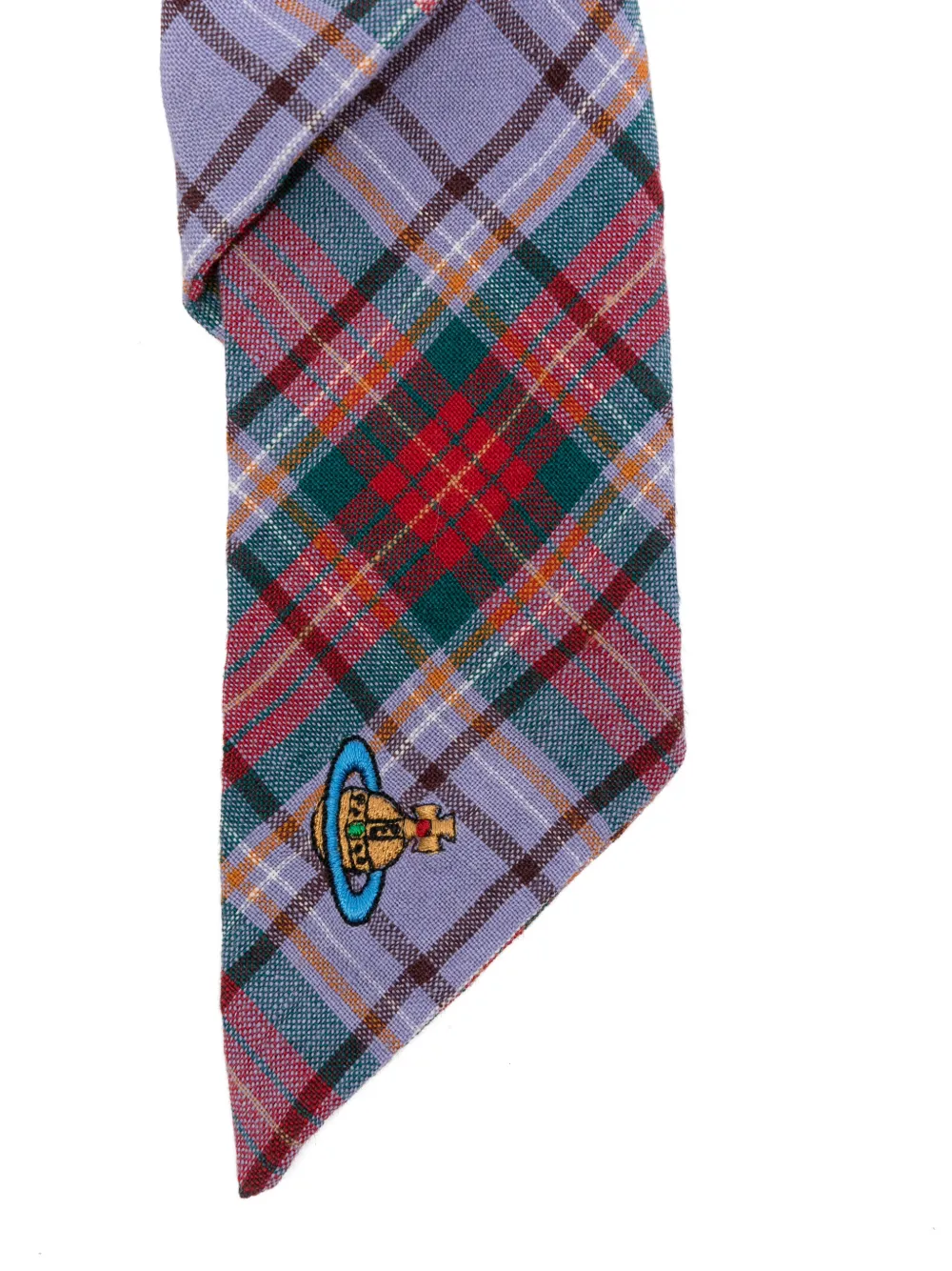 tartan-pattern logo-embroidery scrunchie