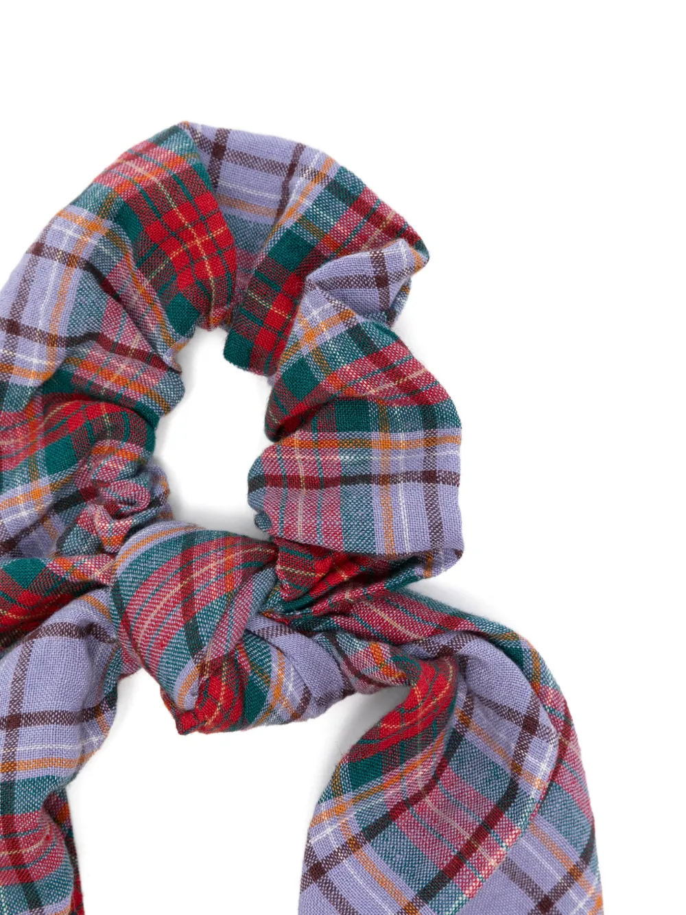 tartan-pattern logo-embroidery scrunchie