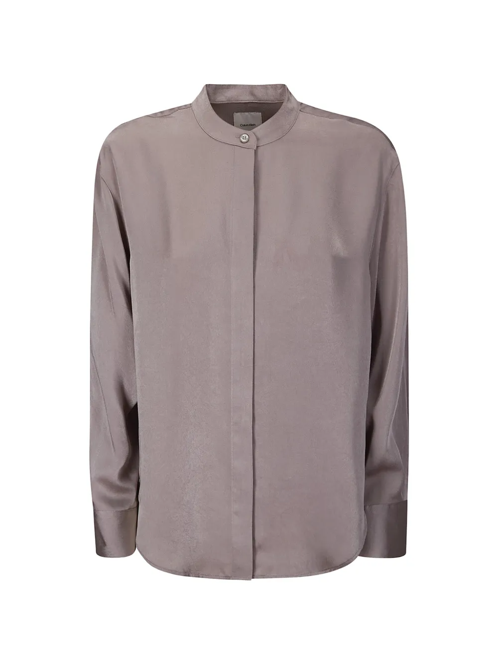 Calvin Klein band-collar satin shirt - Grigio