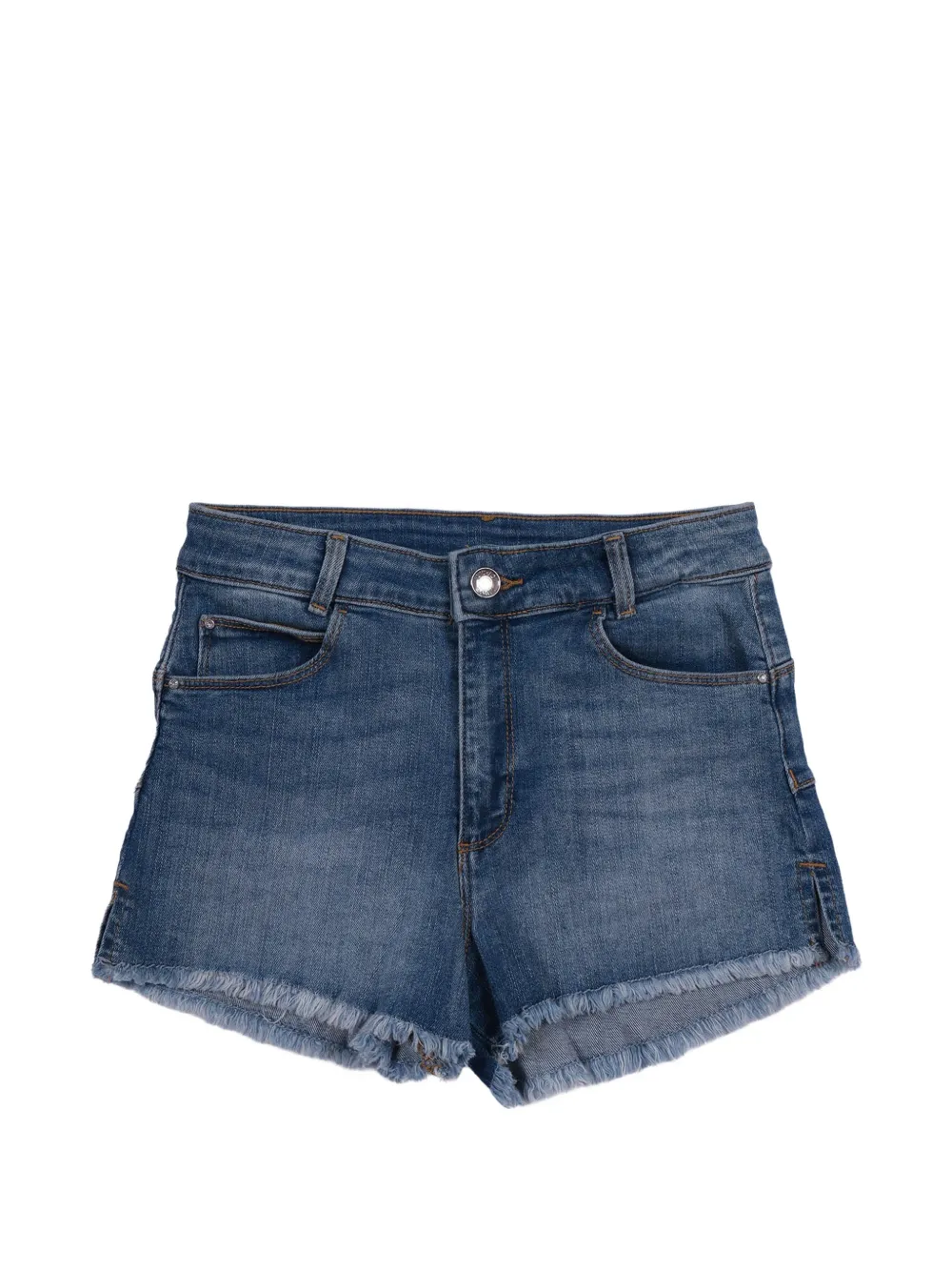 Liu Jo Kids frayed-edge high-rise denim shorts - Blu