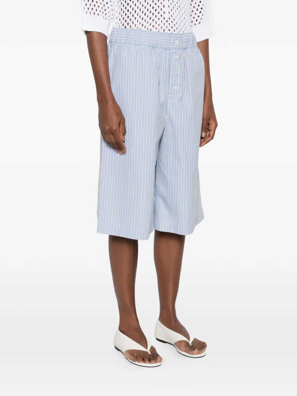  Bellerose Striped Button-up Shorts - Blue 