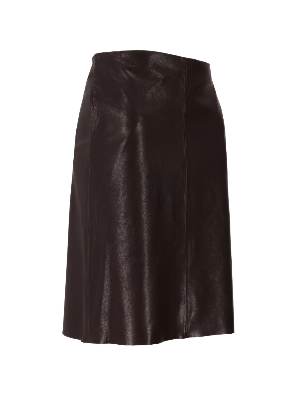  La-rose Leather Midi Skirt - Brown 