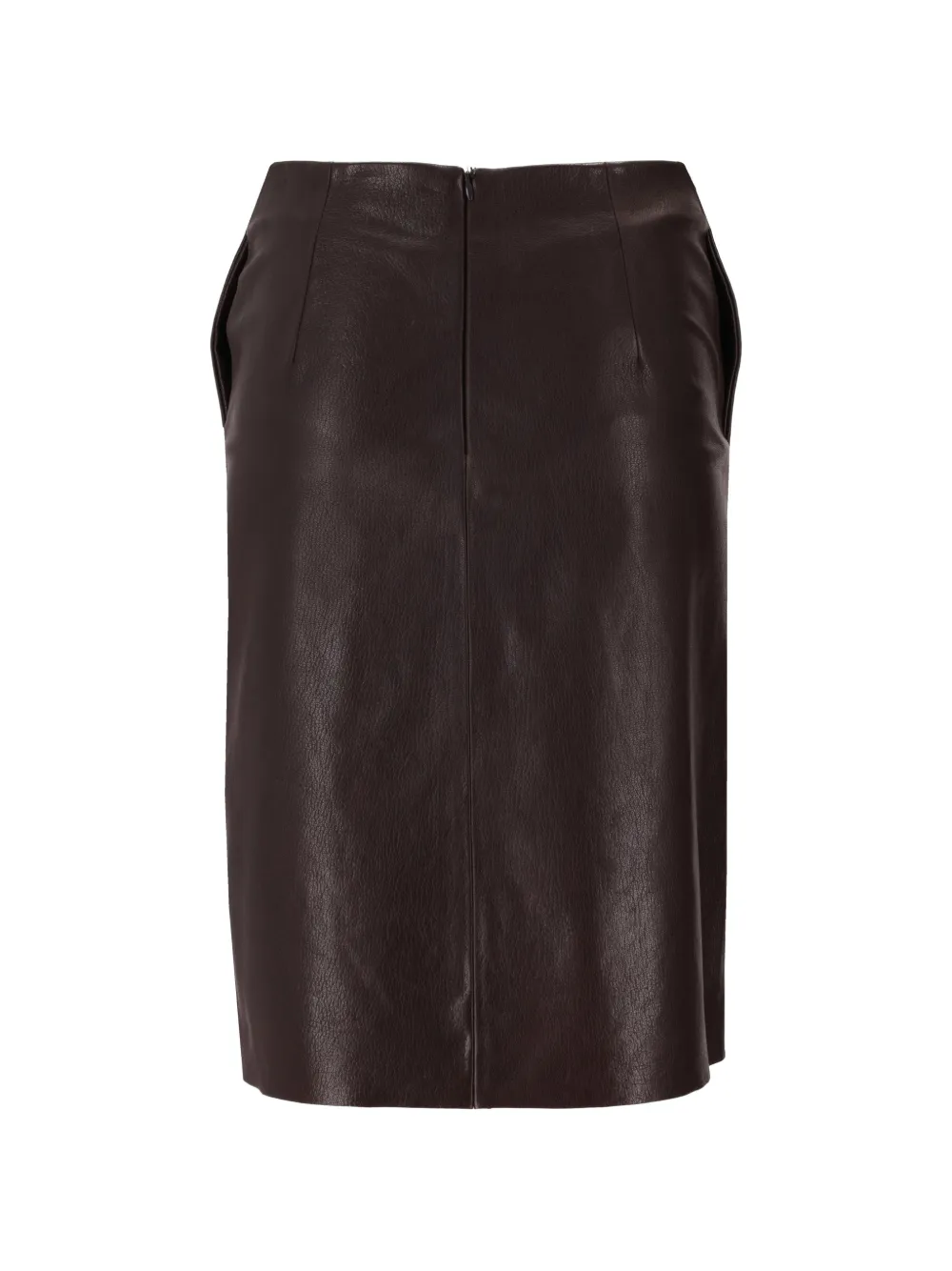 La-rose Leather Midi Skirt - Brown 
