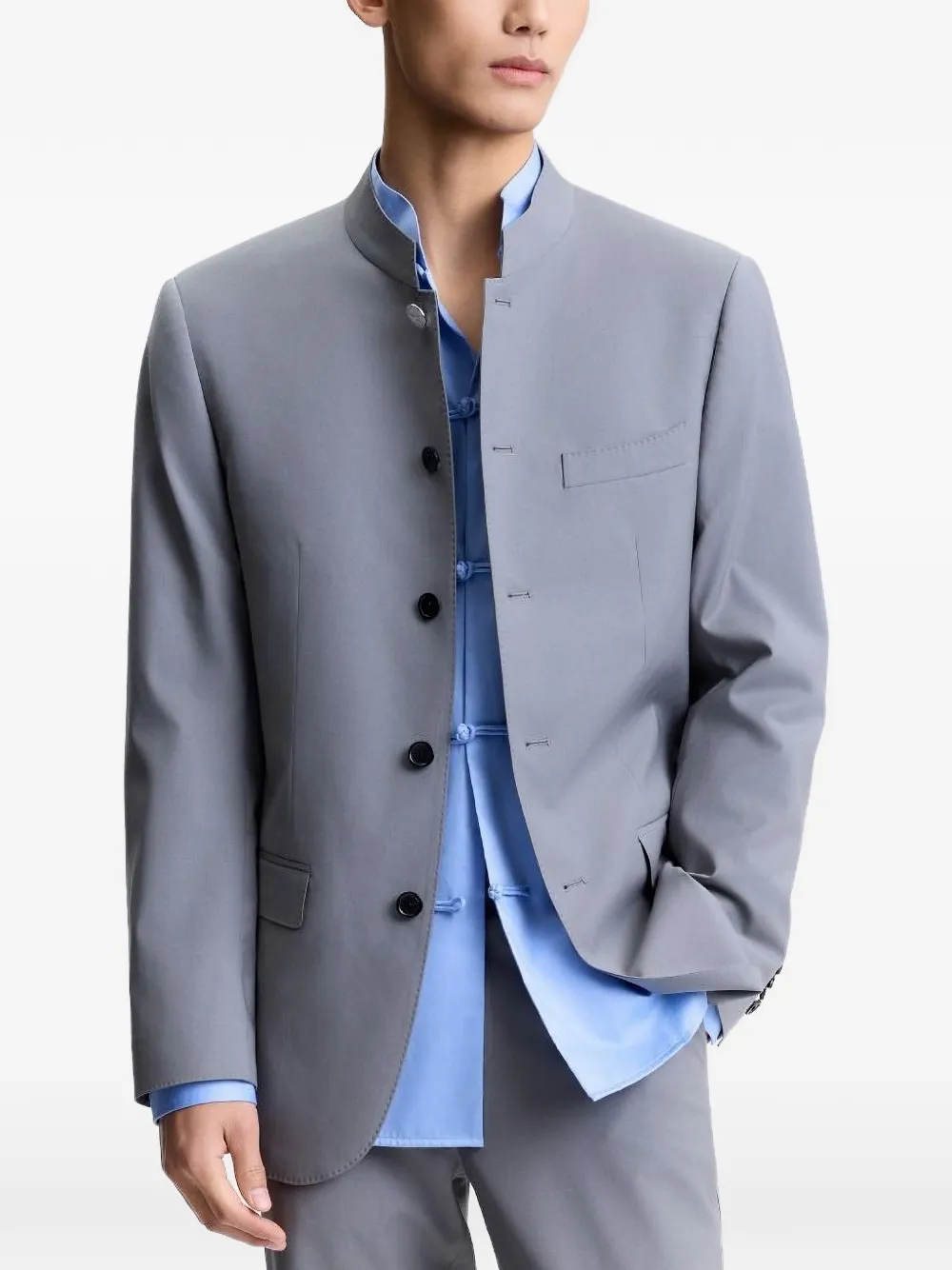 Shanghai Tang Wollen overhemd Blauw