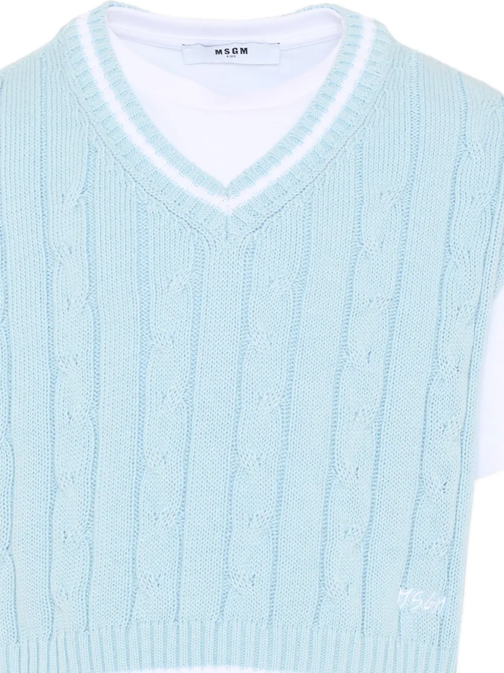 Cable-Knit Crew-Neck T-Shirt