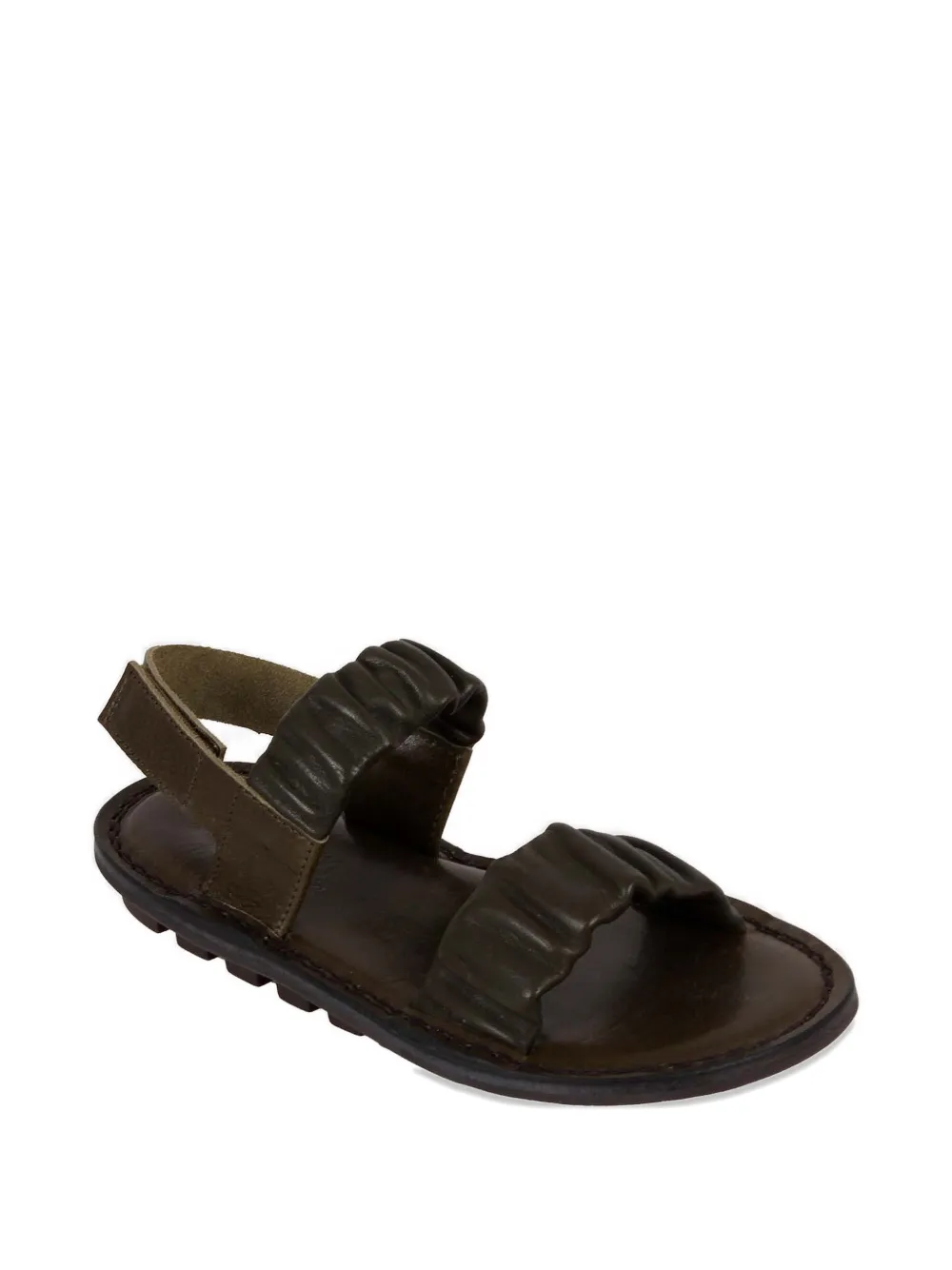 Trippen Pacific ruched leather sandals Bruin