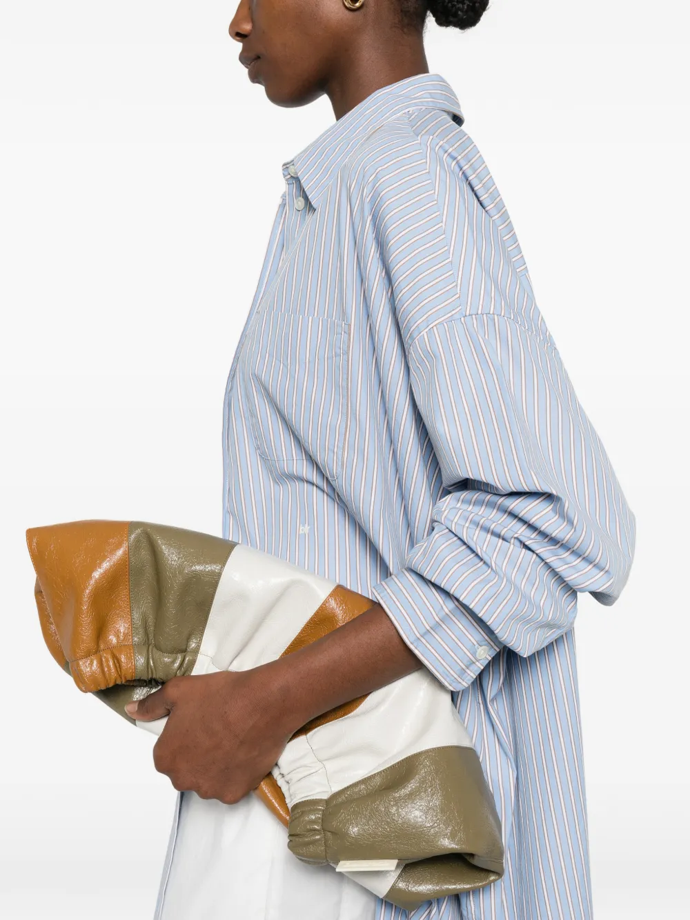  Bellerose Hobby Striped Clutch Bag - Brown 