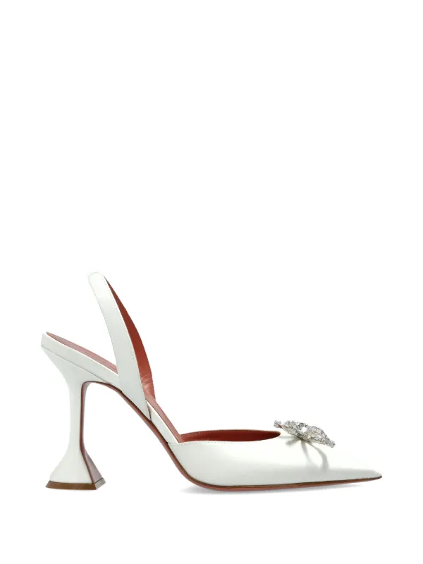Amina Muaddi Rosie Bow-detail Slingback Pumps in White