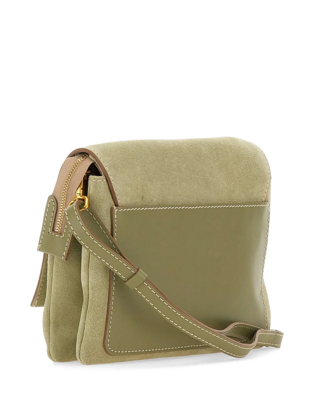  Gianni Chiarini Three Flap Zip Leather Shoulder Bag - Green 