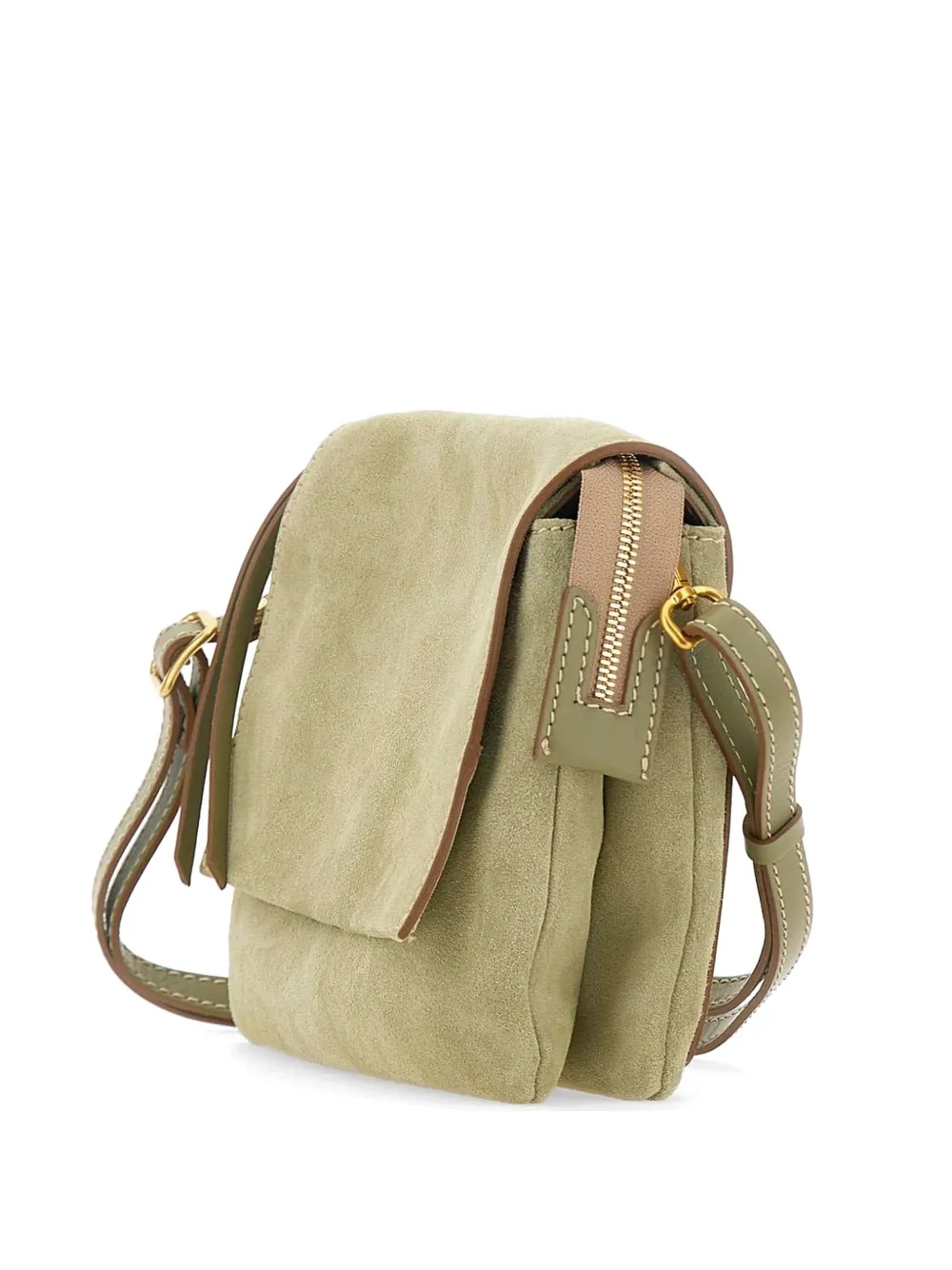  Gianni Chiarini Three Flap Zip Leather Shoulder Bag - Green 