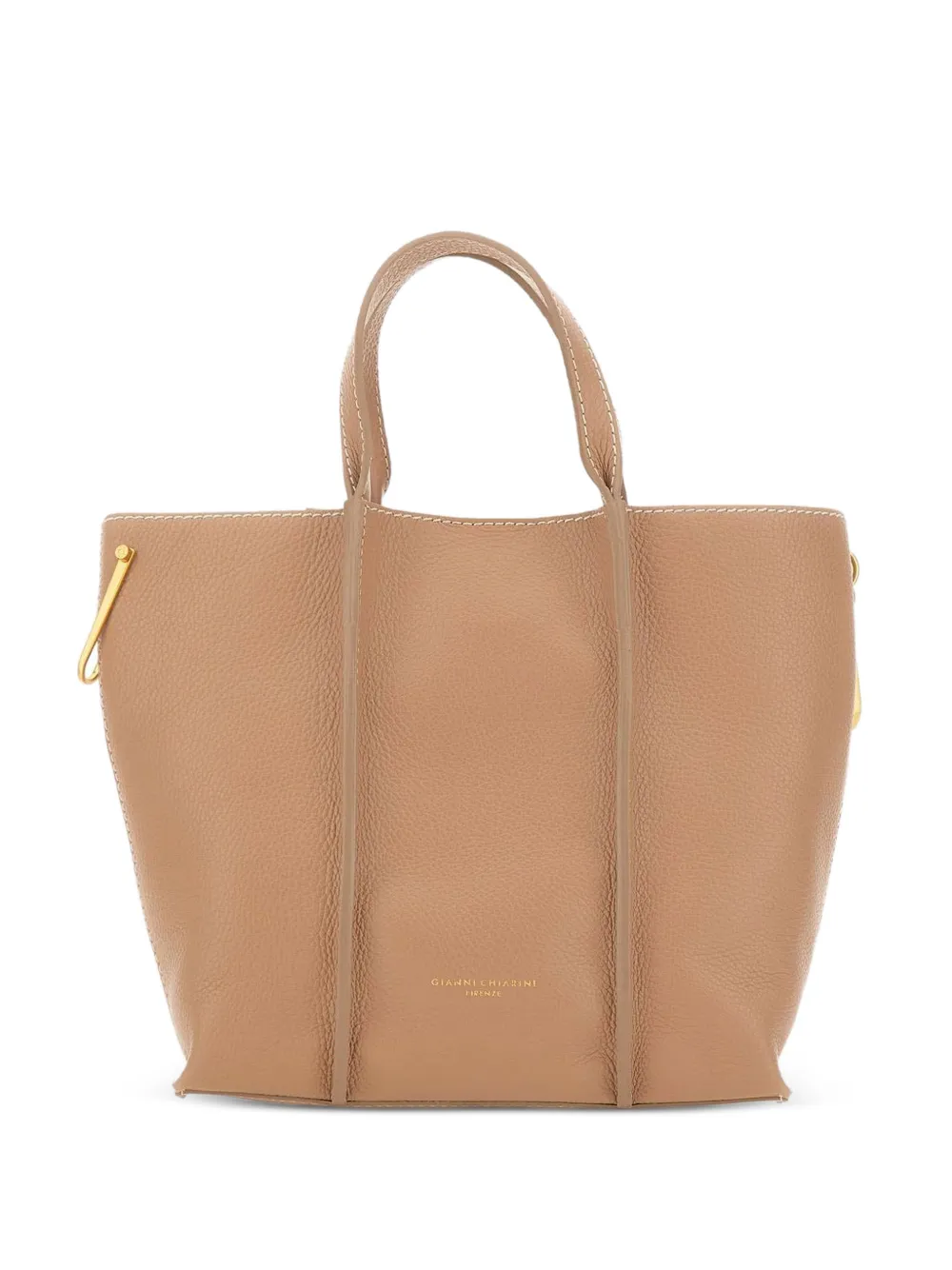 GIANNI CHIARINI Zahara ribbed grained leather tote bag - Toni neutri