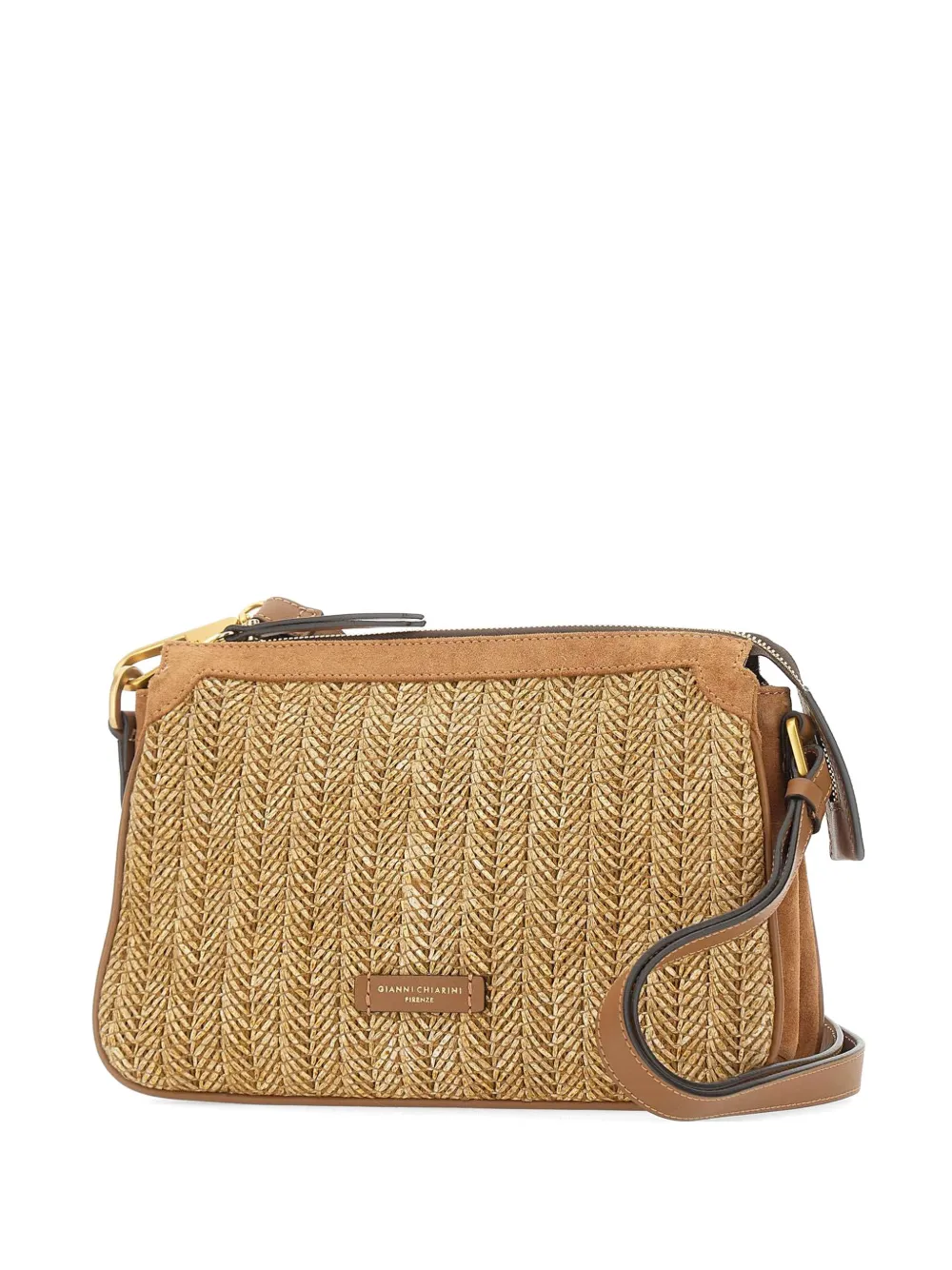 GIANNI CHIARINI Brooke logo-patch shoulder bag - Toni neutri