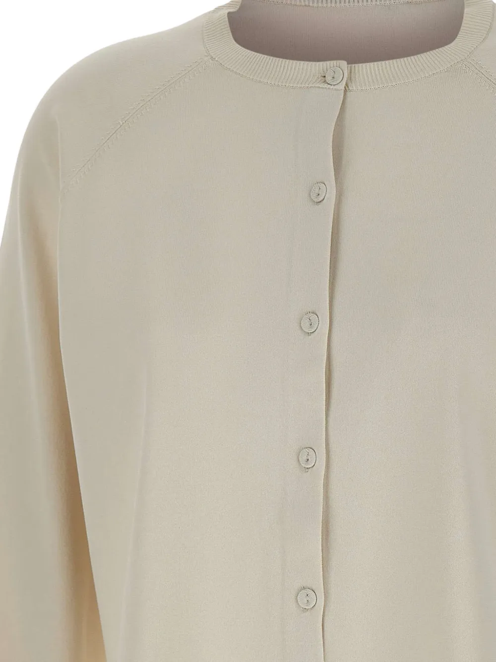 Ribbed-Trims Buttoned Cardigan