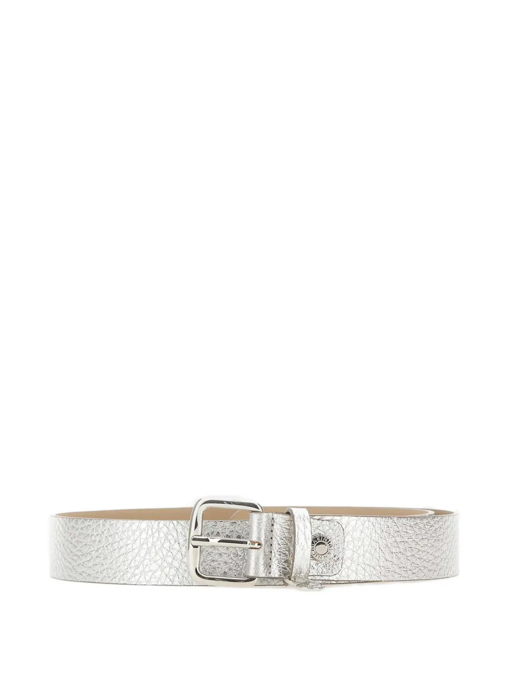GIANNI CHIARINI maxi-grain square buckle leather belt - Argento