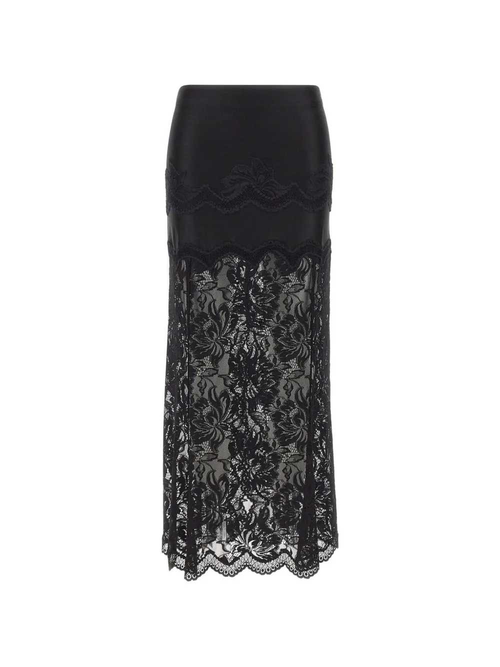 Rabanne floral-lace midi skirt - Nero