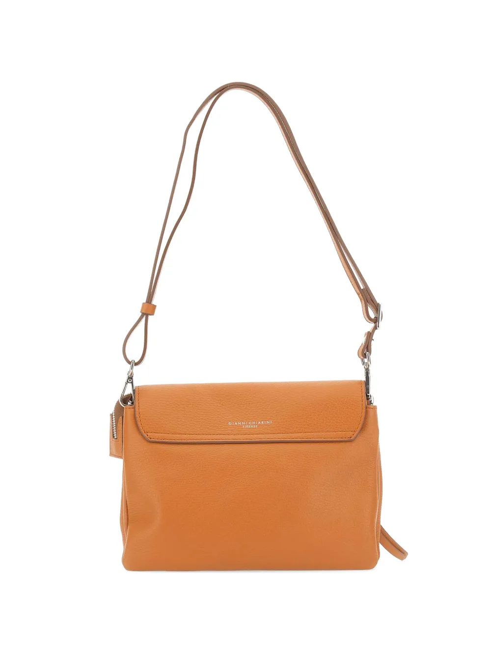 GIANNI CHIARINI Three grained flap leather cross body bag - Arancione