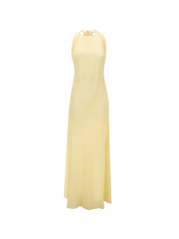 blumarine halter dress Long marocaine dress with pussy-bow