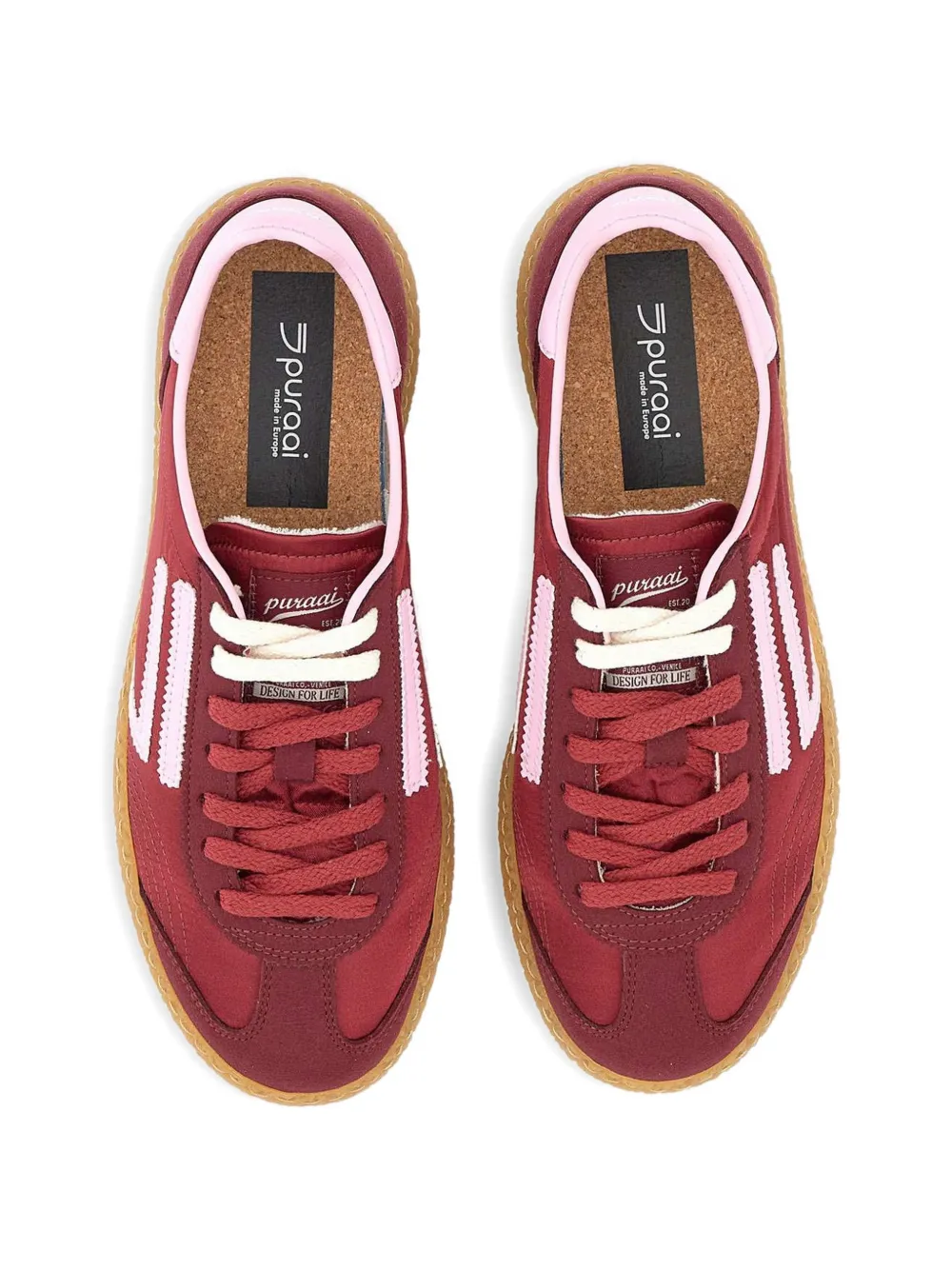 Puraai contrast inserts flat laces sneakers Rood