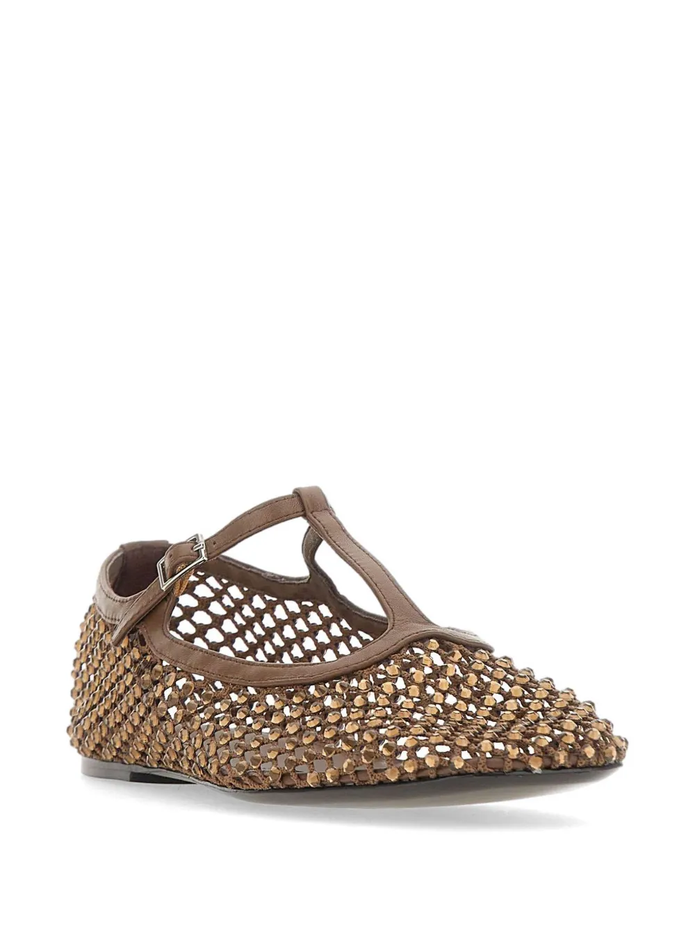 strategia shoes Jewel All Over Strass T-strap pumps Bruin