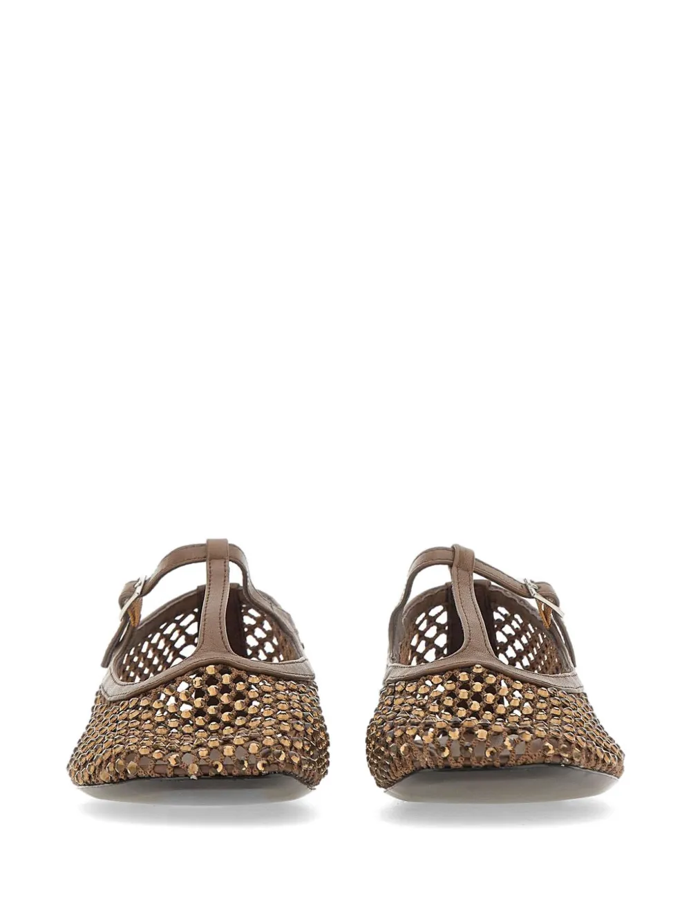 strategia shoes Jewel All Over Strass T-strap pumps Bruin