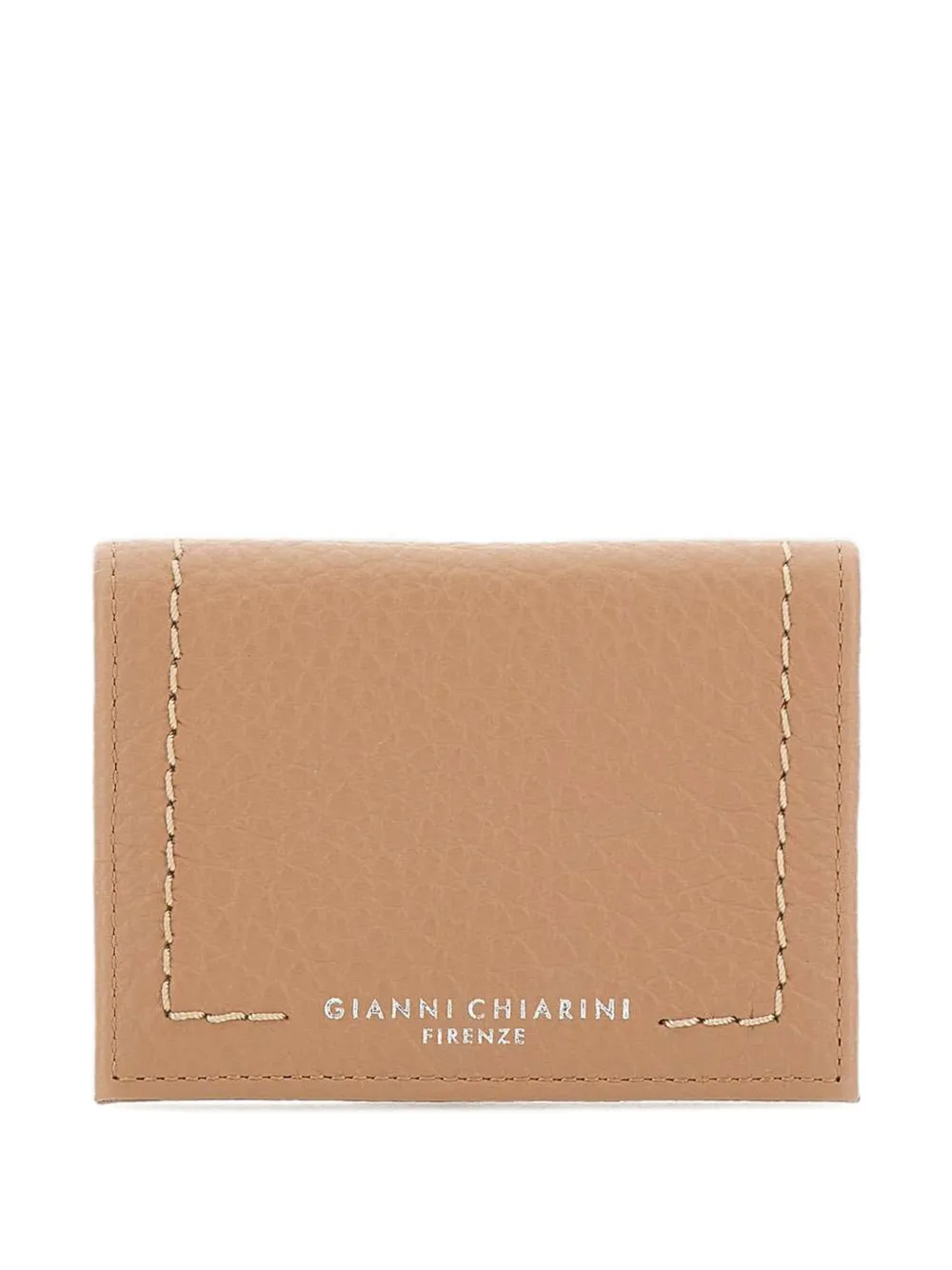 GIANNI CHIARINI Bubble contrast-stitch leather card holder - Toni neutri