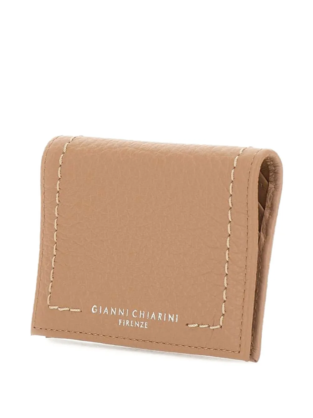Bubble Contrast-Stitch Leather Card Holder