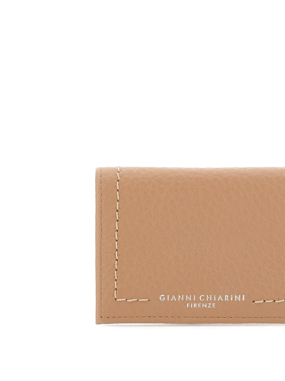 Bubble Contrast-Stitch Leather Card Holder