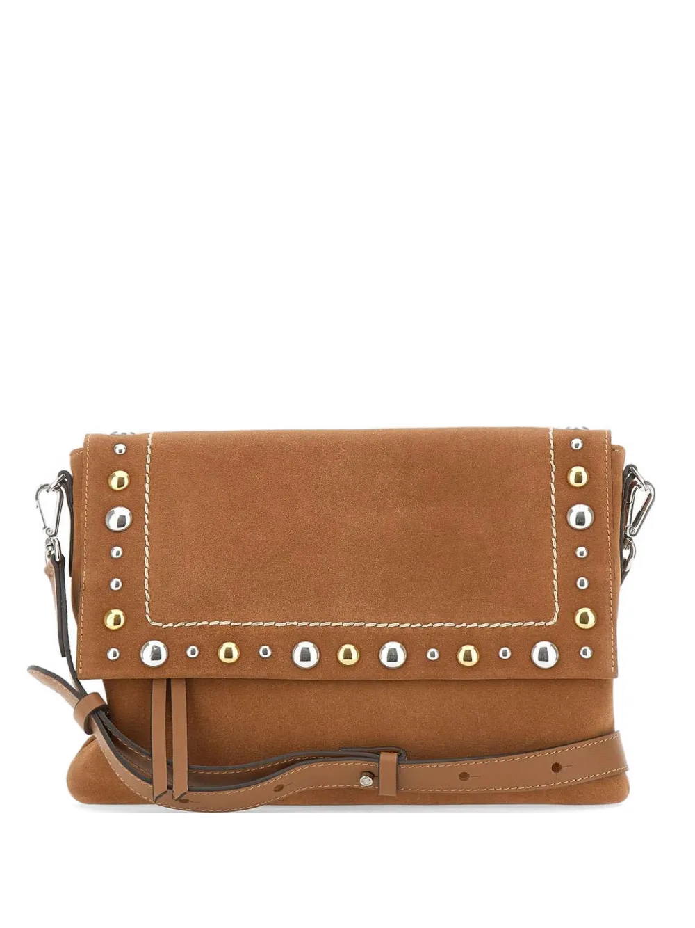 GIANNI CHIARINI Elisa studded crossbody bag - Marrone