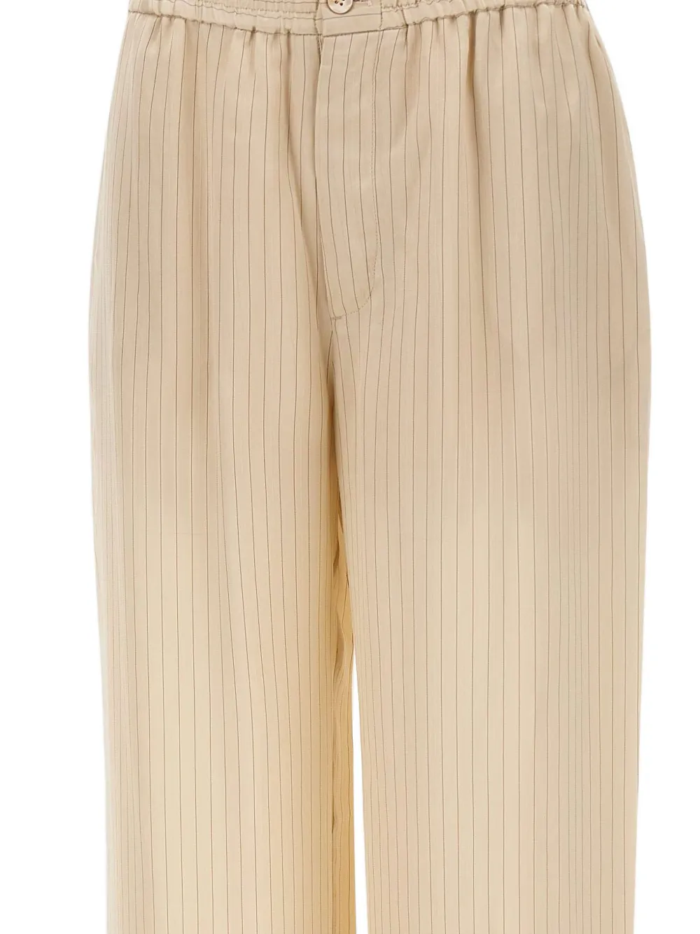 HERSKIND Krijtstreep broek met elastische taille Beige