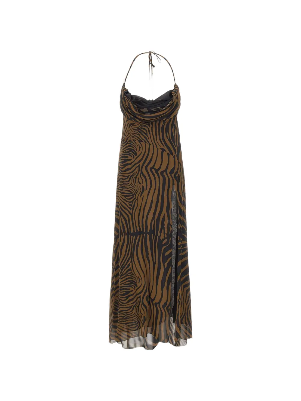 Blumarine zebra-print draped maxi dress - Marrone