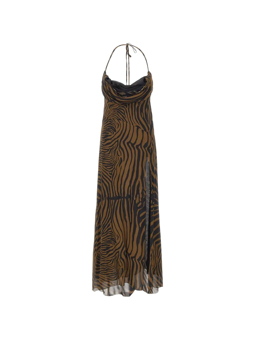 Blumarine zebra-print draped maxi dress - Marrone