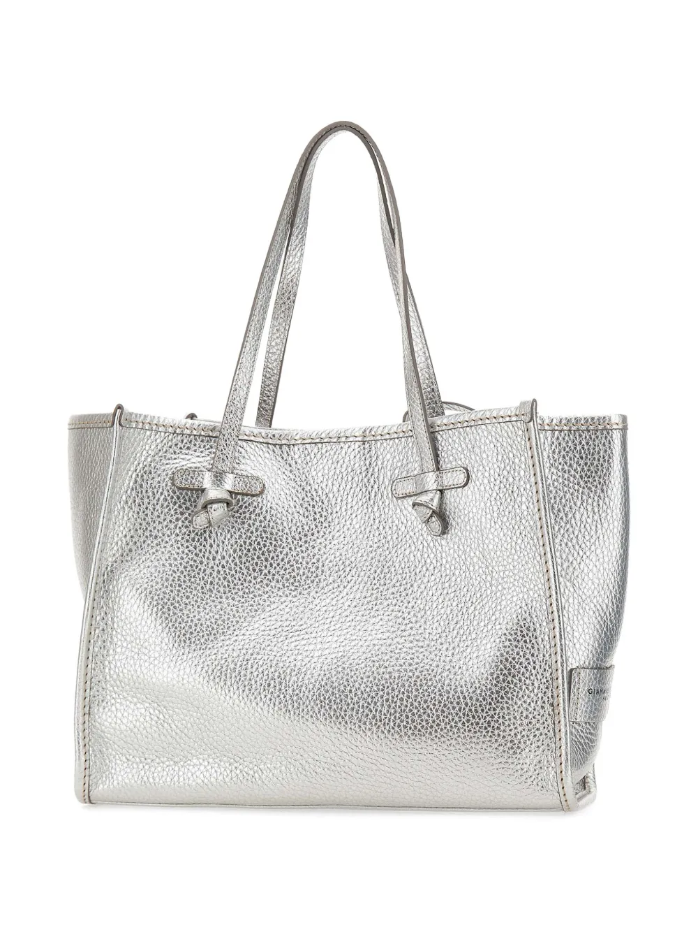  Marcella Club Marcella Top-handles Grained Leather Shoulder Bag - Silver 