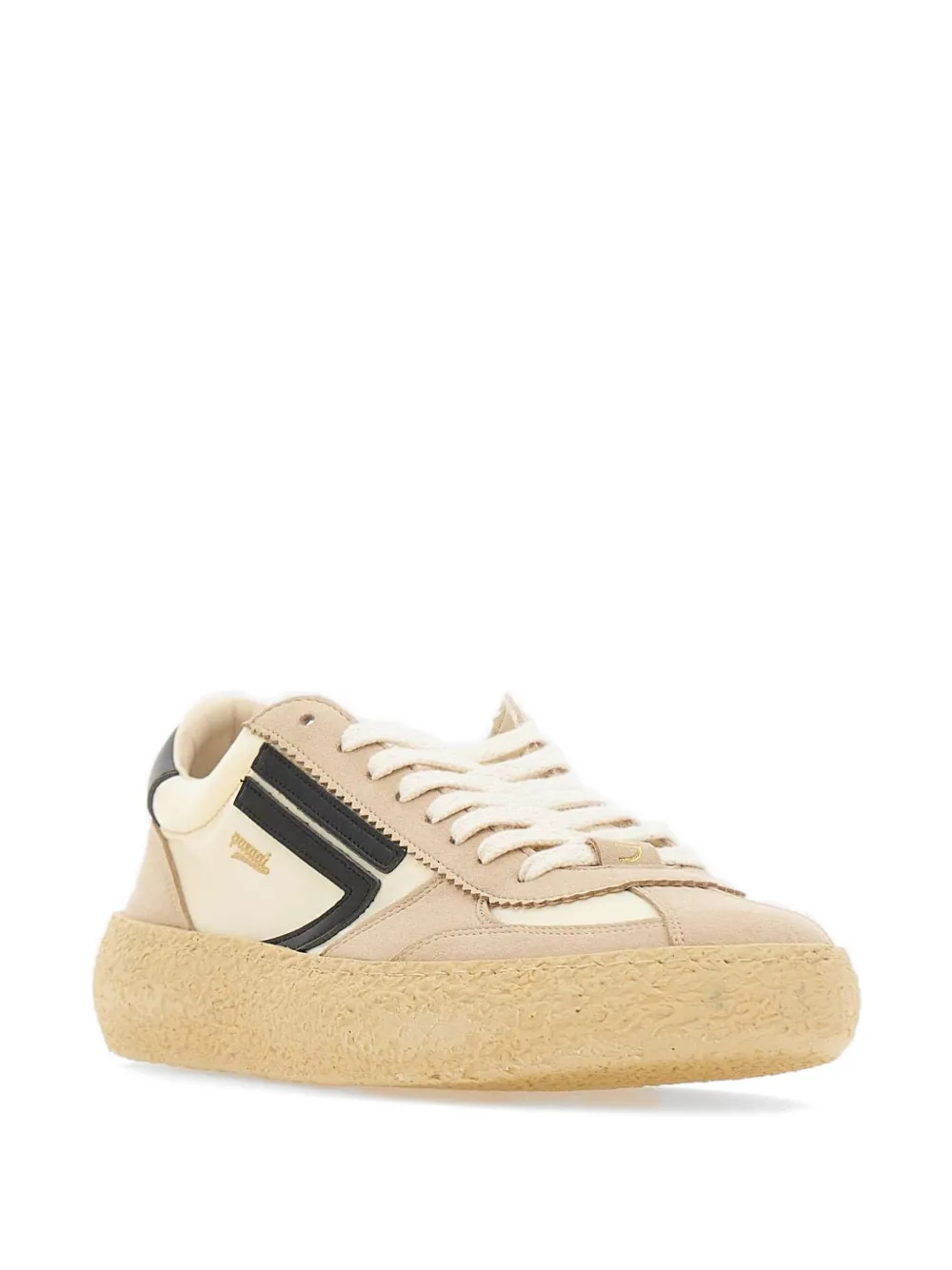 Puraai panelled lace-up sneakers Beige