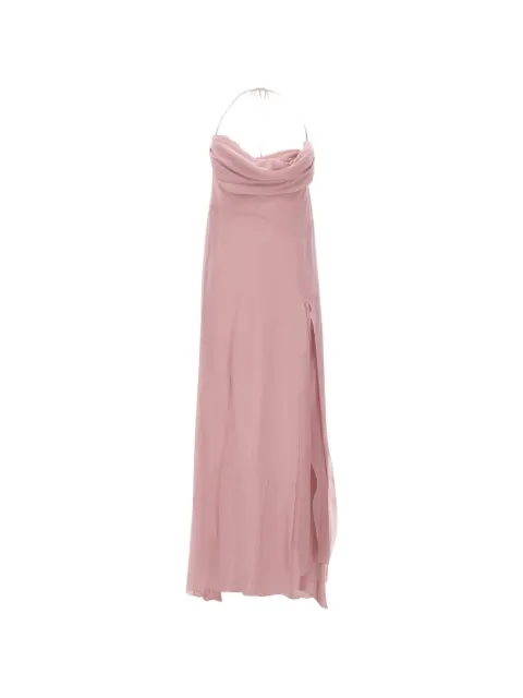 Blumarine folded neckline slit maxi dress