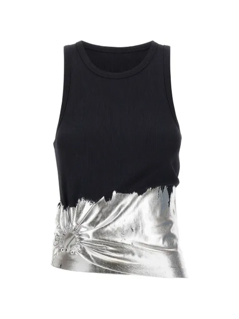 Rabanne foil-finish asymmetric tank top